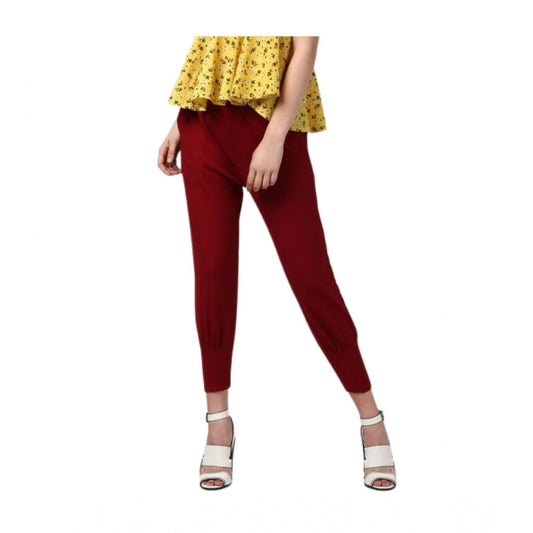 Voguish Women's Polyester Solid Elasticated Trousers