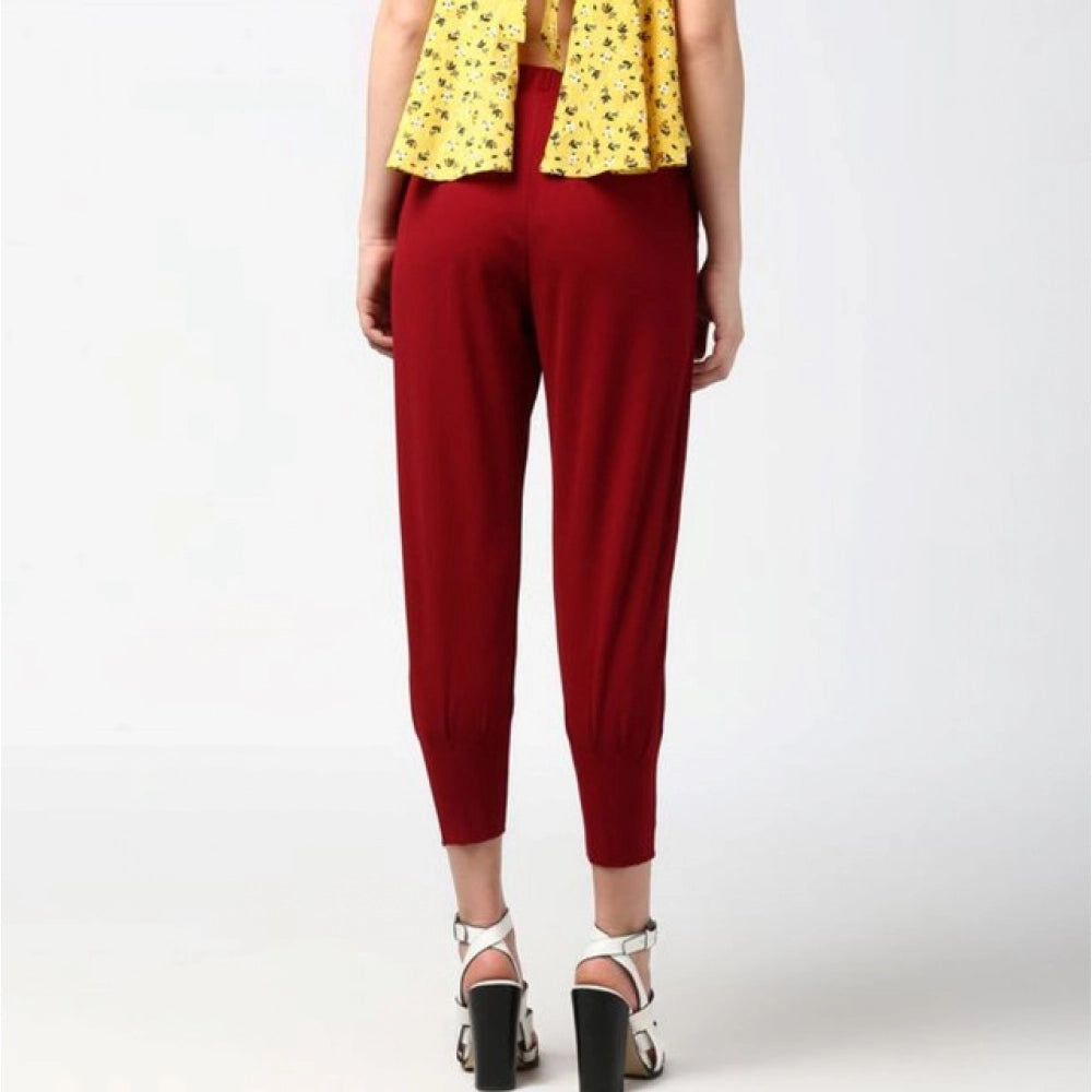 Voguish Women's Polyester Solid Elasticated Trousers