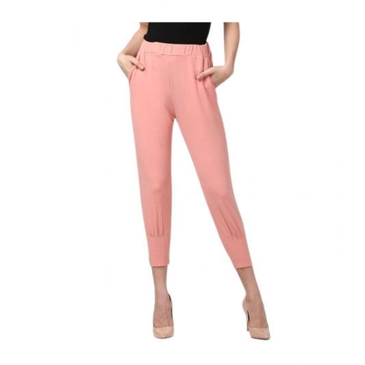 Voguish Women's Polyester Solid Elasticated Trousers