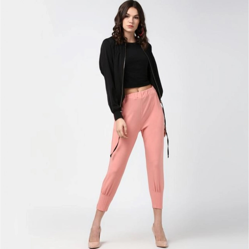 Voguish Women's Polyester Solid Elasticated Trousers
