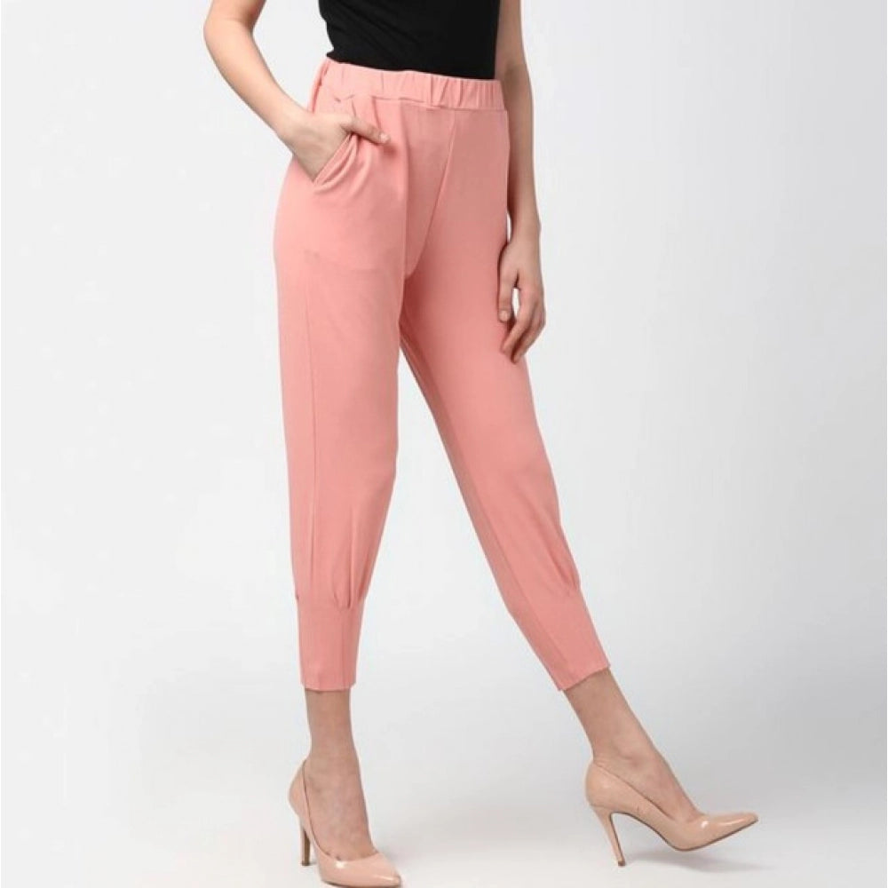 Voguish Women's Polyester Solid Elasticated Trousers