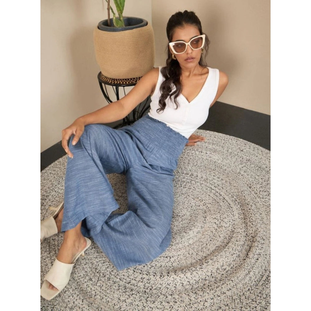 Magnificent Women's Cotton Self Design Smocked Trousers