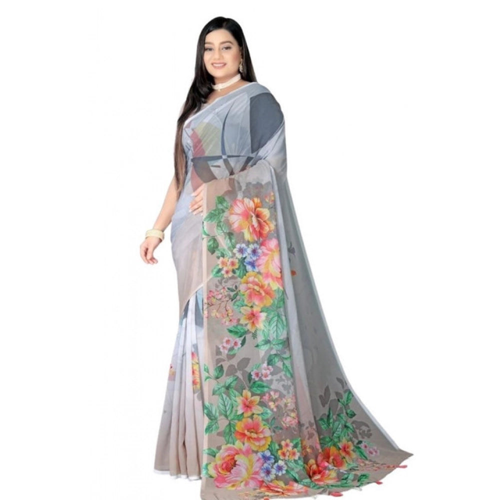 Awesome Women's Georgette Floral Printed Saree With Blouse Piece