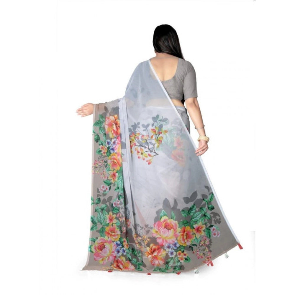 Awesome Women's Georgette Floral Printed Saree With Blouse Piece