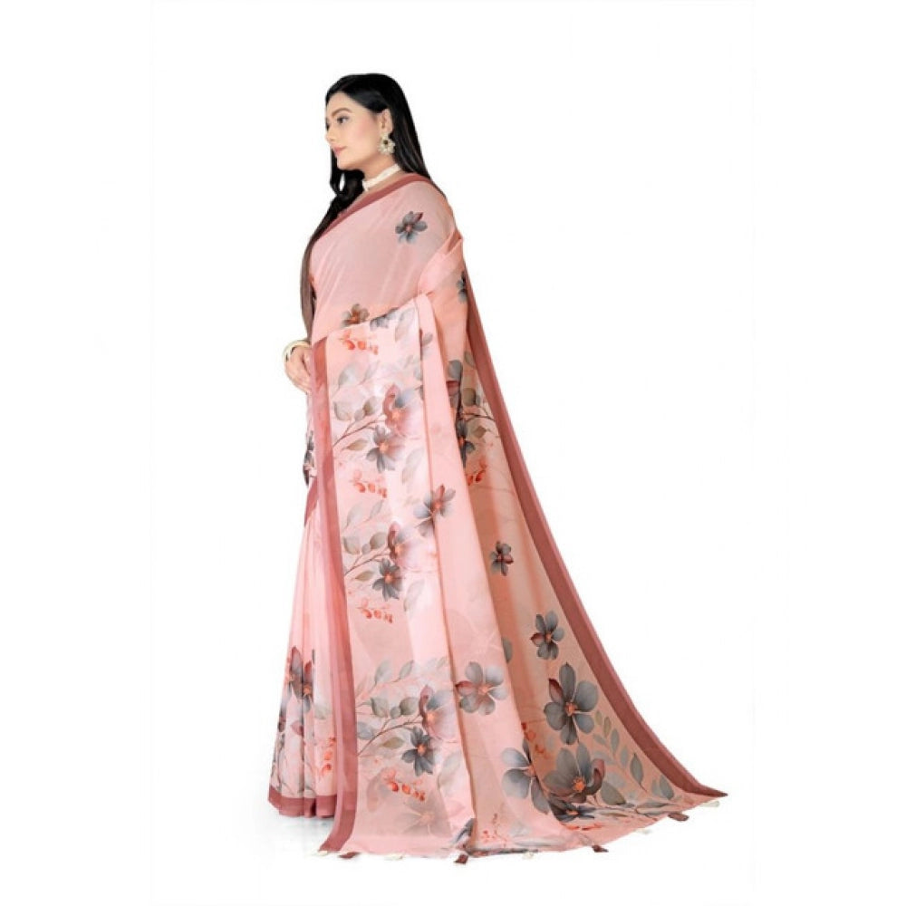 Awesome Women's Georgette Floral Printed Saree With Blouse Piece