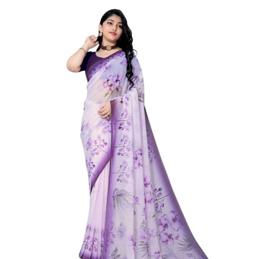 Awesome Women's Georgette Floral Printed Saree With Blouse Piece