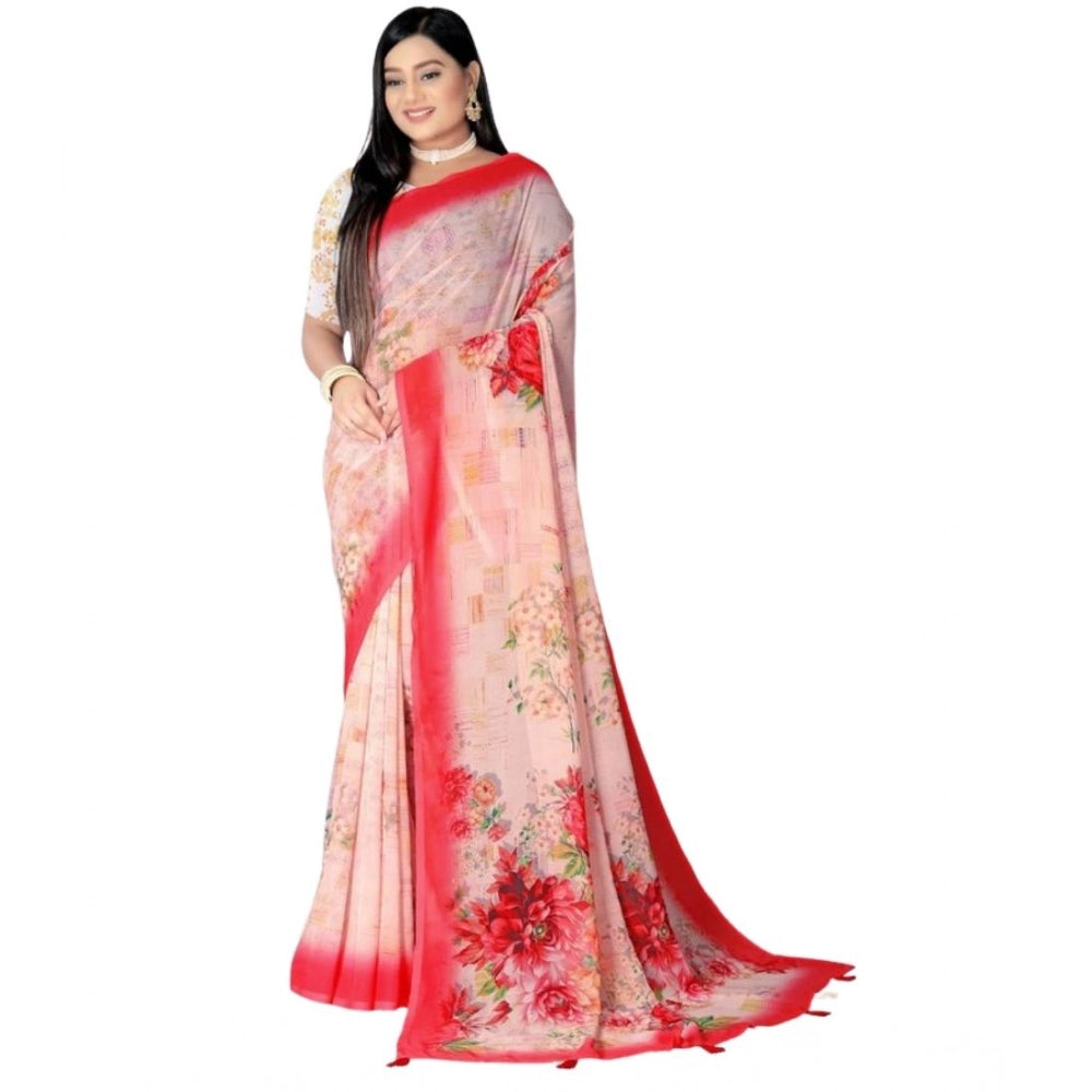 Awesome Women's Georgette Floral Printed Saree With Blouse Piece