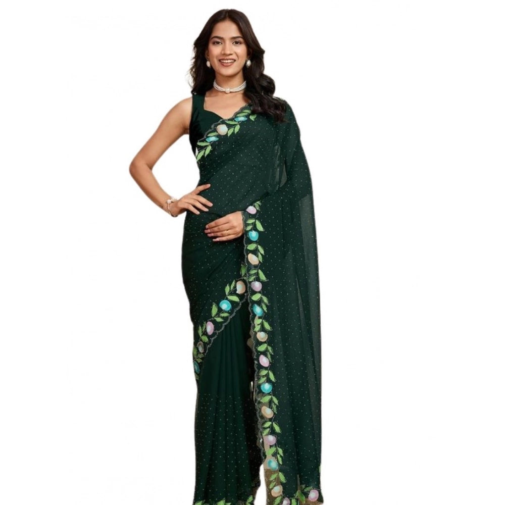 Delightful Women's Georgette Printed Saree With Blouse Piece