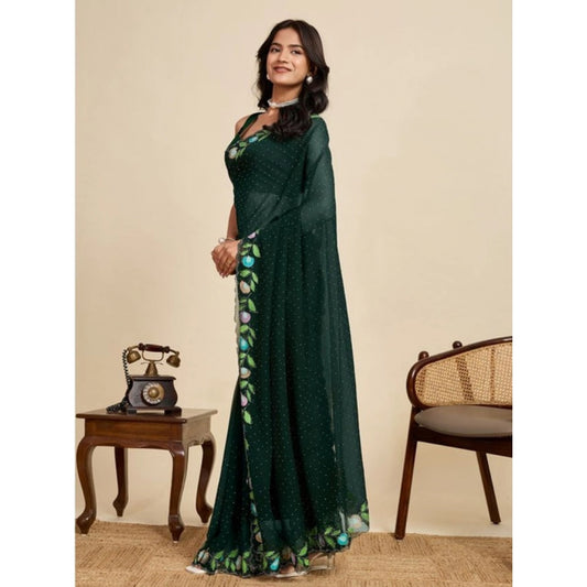 Delightful Women's Georgette Printed Saree With Blouse Piece