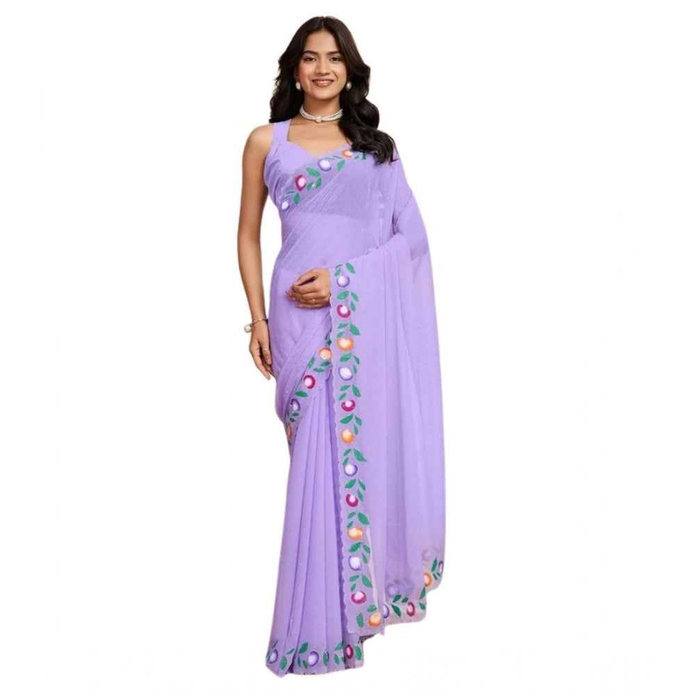 Delightful Women's Georgette Printed Saree With Blouse Piece