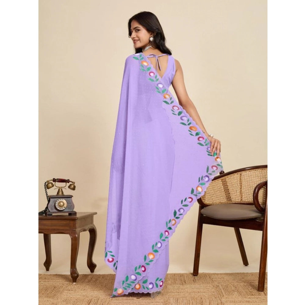 Delightful Women's Georgette Printed Saree With Blouse Piece
