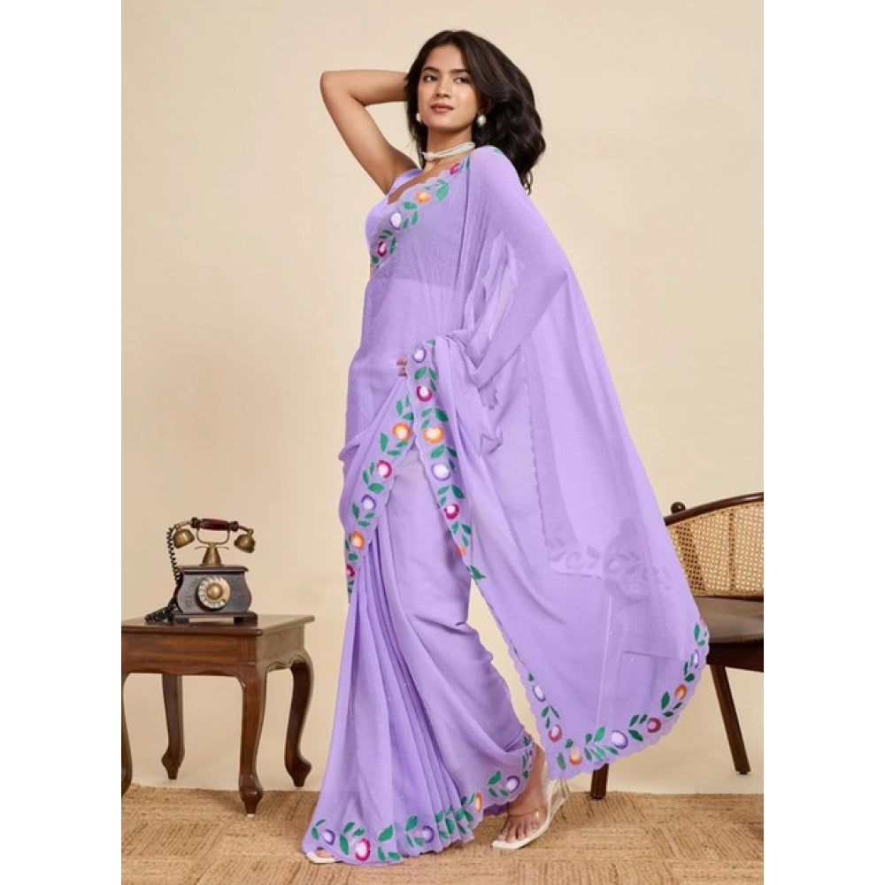 Delightful Women's Georgette Printed Saree With Blouse Piece