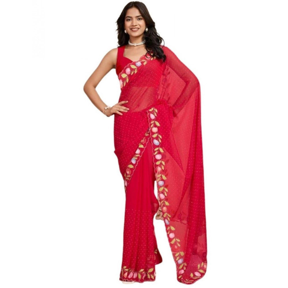 Delightful Women's Georgette Printed Saree With Blouse Piece