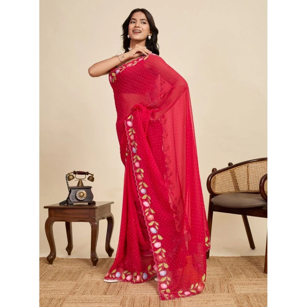 Delightful Women's Georgette Printed Saree With Blouse Piece
