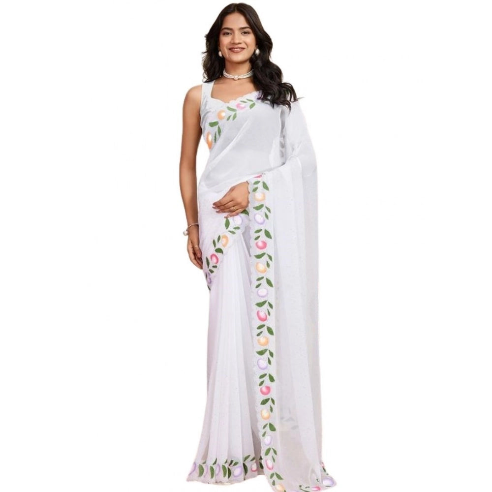 Delightful Women's Georgette Printed Saree With Blouse Piece