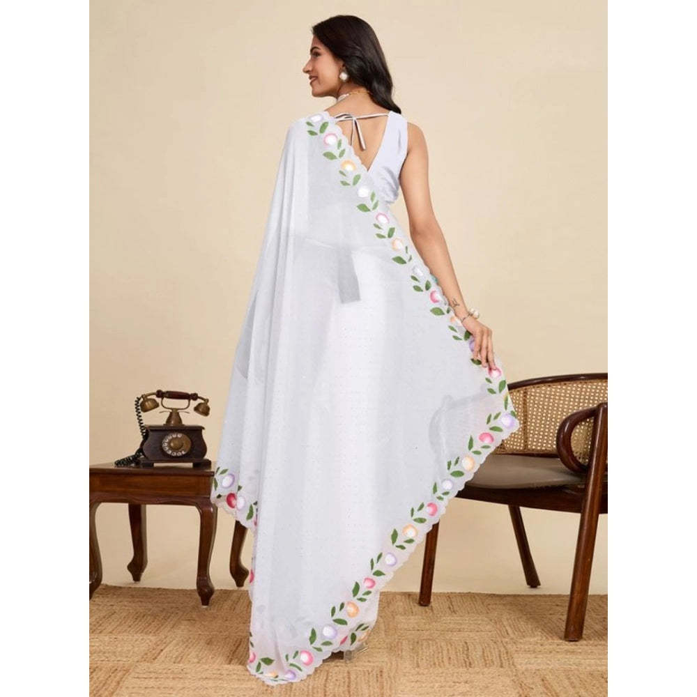 Delightful Women's Georgette Printed Saree With Blouse Piece