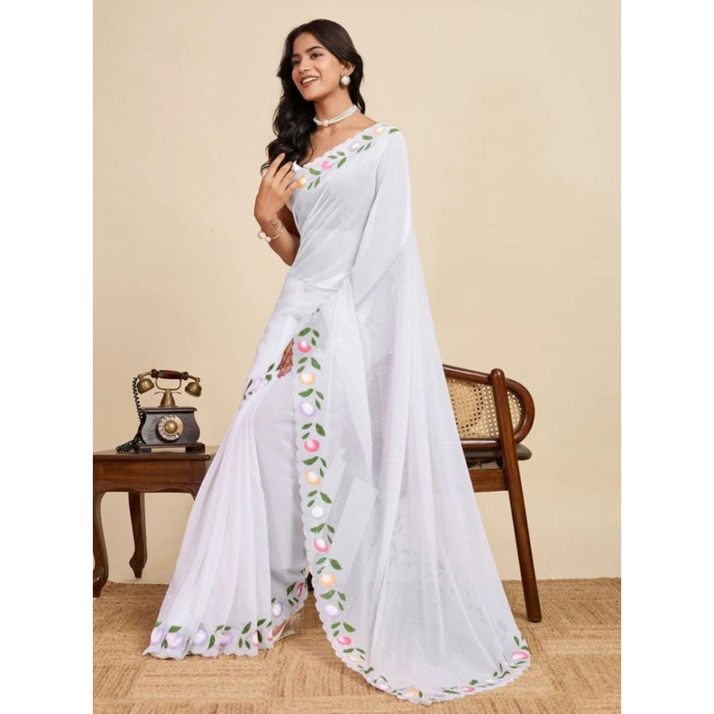 Delightful Women's Georgette Printed Saree With Blouse Piece