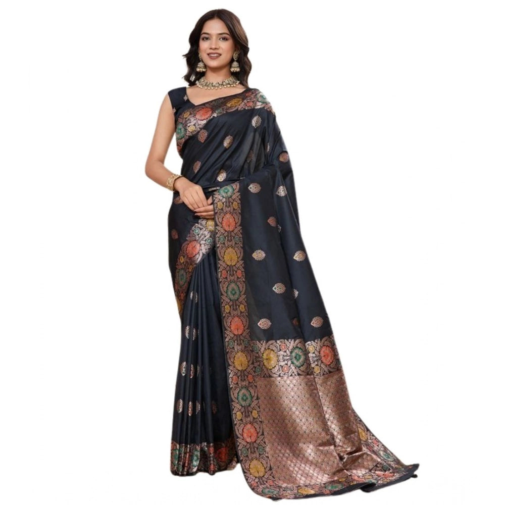 Glorious Women's Faux Banarasi Silk Woven Saree With Blouse Piece