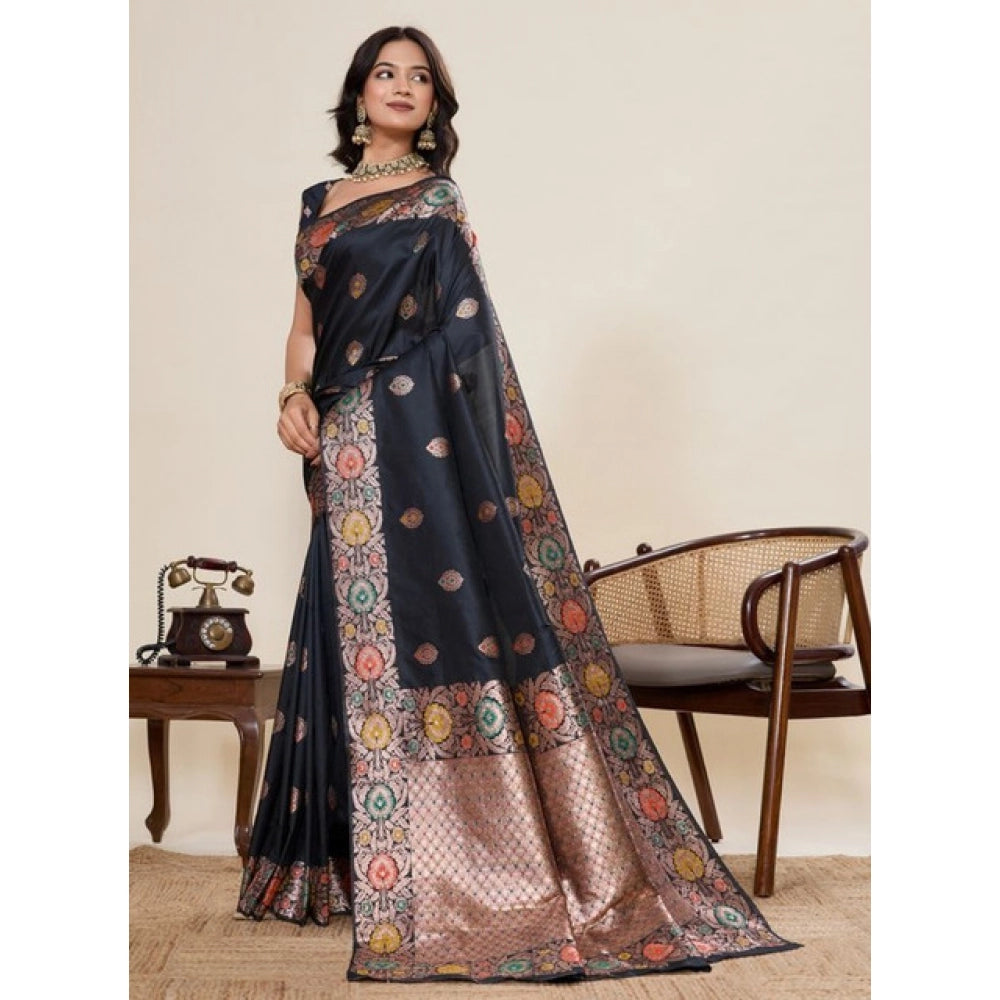 Glorious Women's Faux Banarasi Silk Woven Saree With Blouse Piece