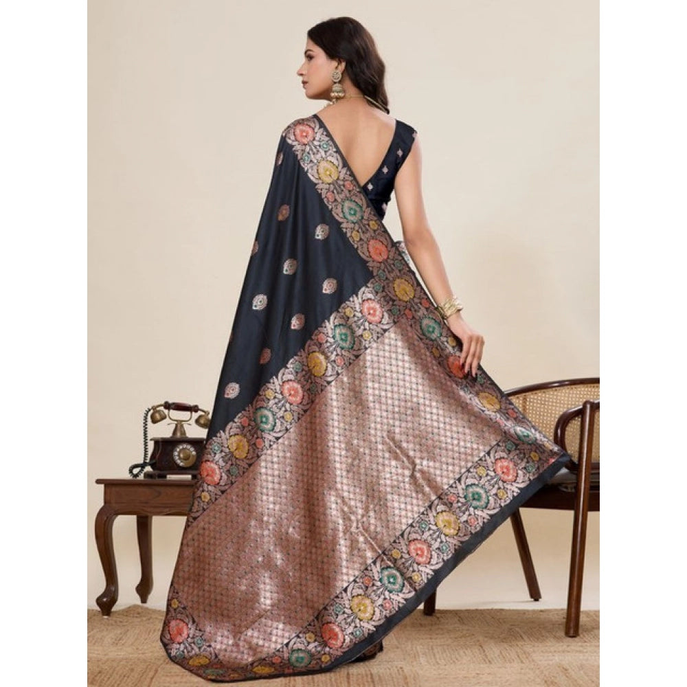 Glorious Women's Faux Banarasi Silk Woven Saree With Blouse Piece