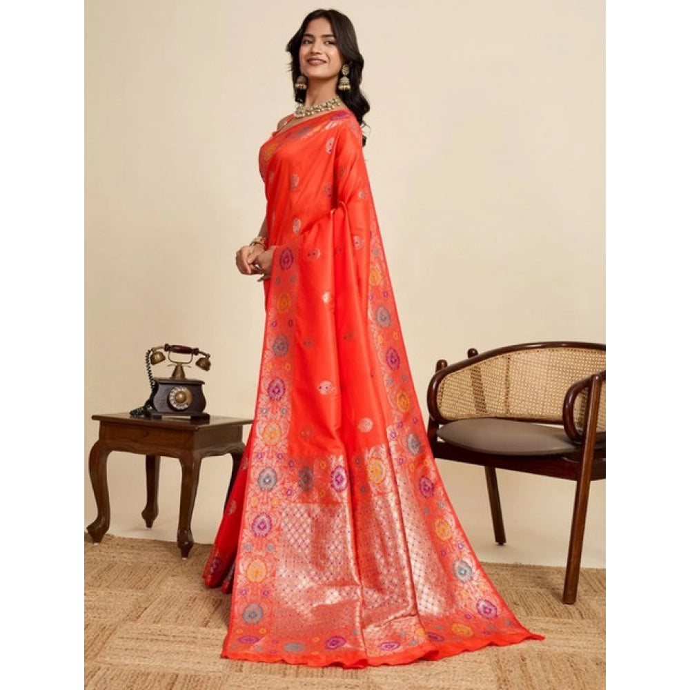 Glorious Women's Faux Banarasi Silk Woven Saree With Blouse Piece