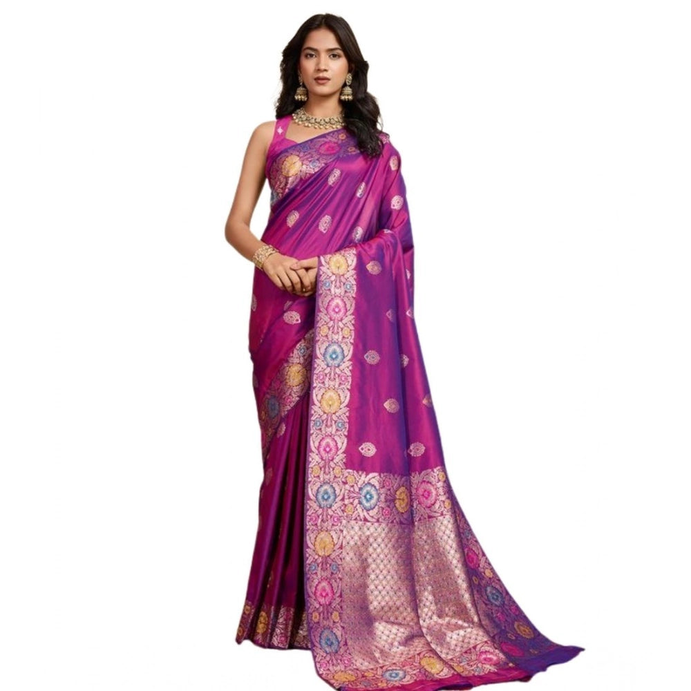Glorious Women's Faux Banarasi Silk Woven Saree With Blouse Piece