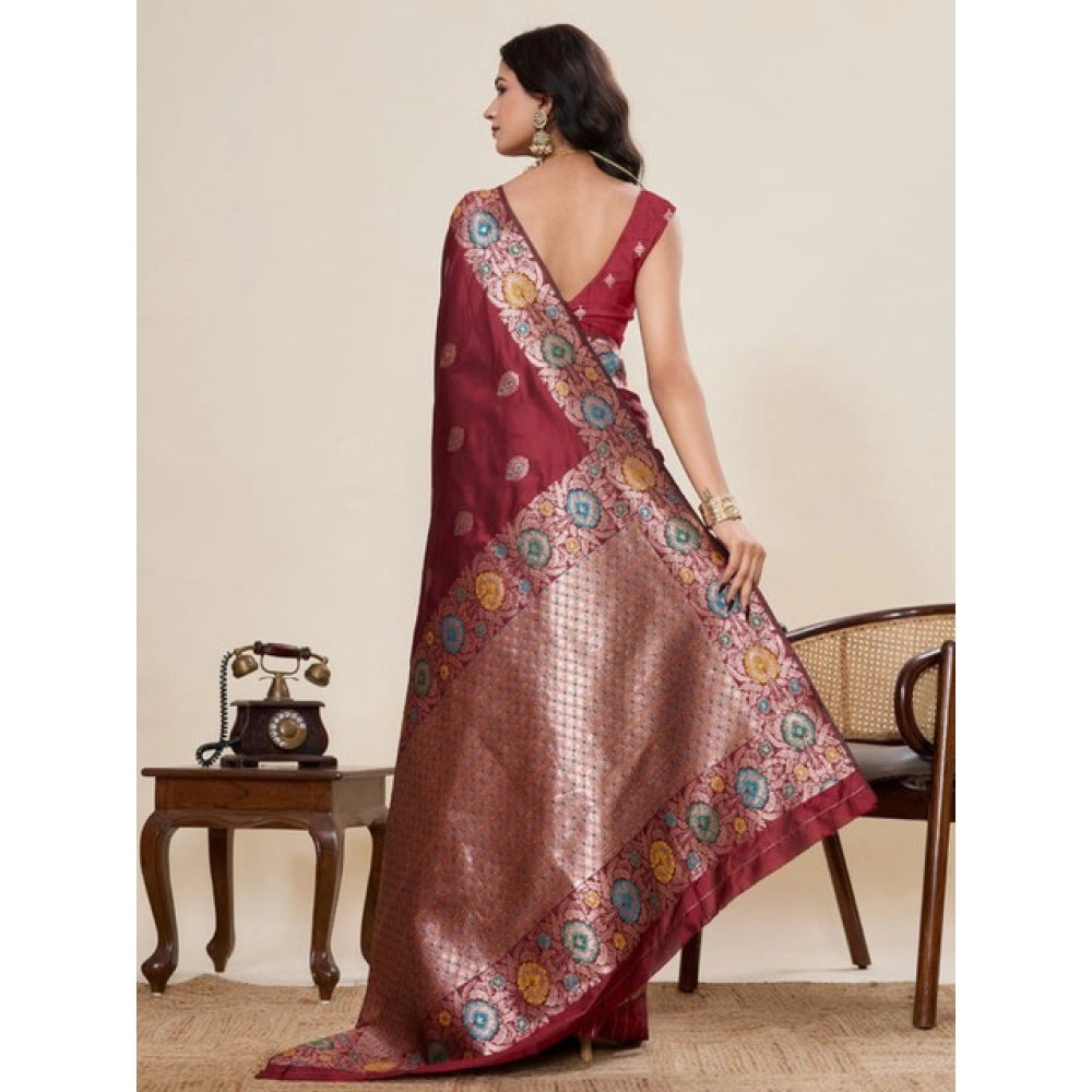 Glorious Women's Faux Banarasi Silk Woven Saree With Blouse Piece