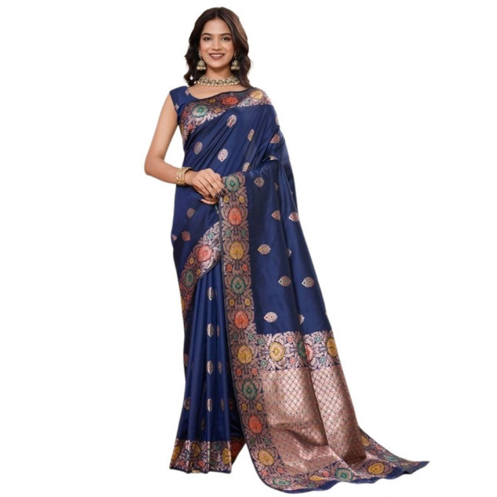 Glorious Women's Faux Banarasi Silk Woven Saree With Blouse Piece