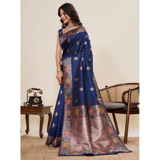 Glorious Women's Faux Banarasi Silk Woven Saree With Blouse Piece