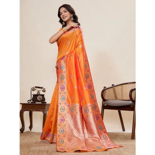 Glorious Women's Faux Banarasi Silk Woven Saree With Blouse Piece