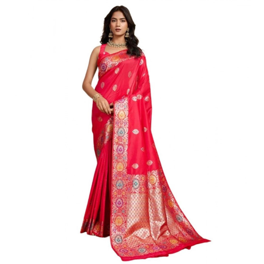 Glorious Women's Faux Banarasi Silk Woven Saree With Blouse Piece