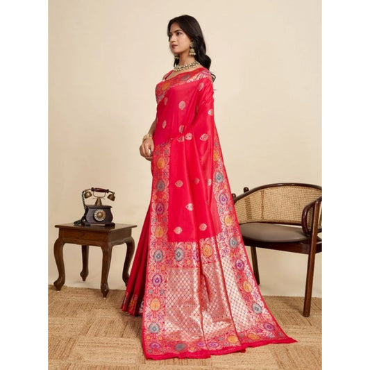 Glorious Women's Faux Banarasi Silk Woven Saree With Blouse Piece