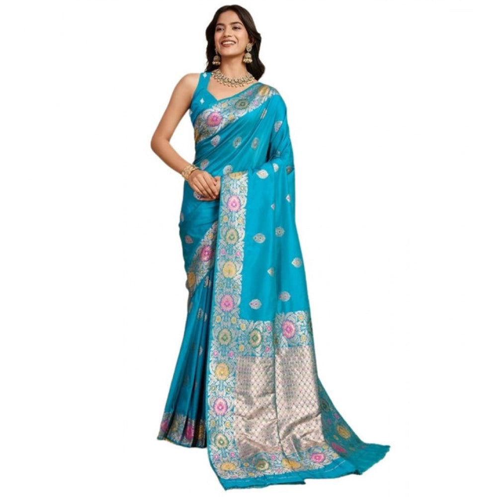 Glorious Women's Faux Banarasi Silk Woven Saree With Blouse Piece