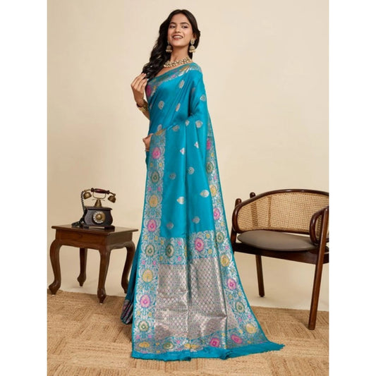 Glorious Women's Faux Banarasi Silk Woven Saree With Blouse Piece