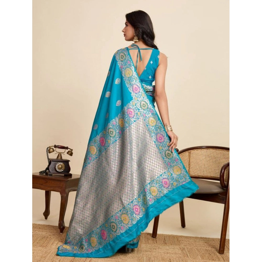 Glorious Women's Faux Banarasi Silk Woven Saree With Blouse Piece