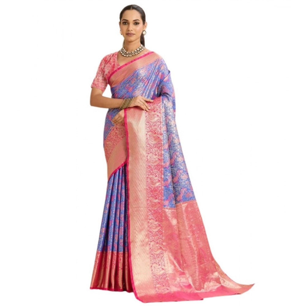 Glorious Women's Faux Banarasi Silk Woven Saree With Blouse Piece