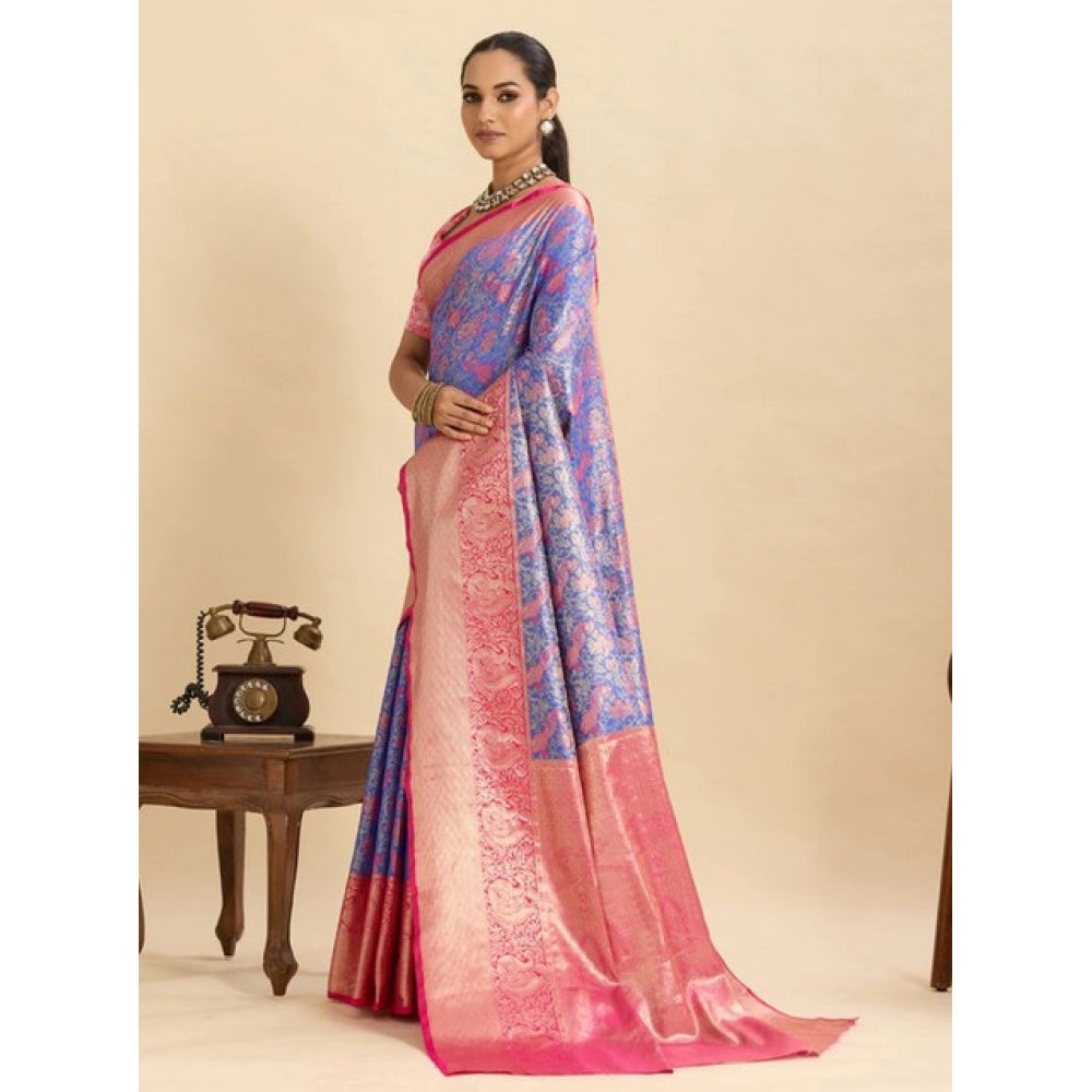 Glorious Women's Faux Banarasi Silk Woven Saree With Blouse Piece