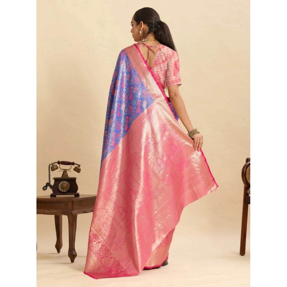 Glorious Women's Faux Banarasi Silk Woven Saree With Blouse Piece