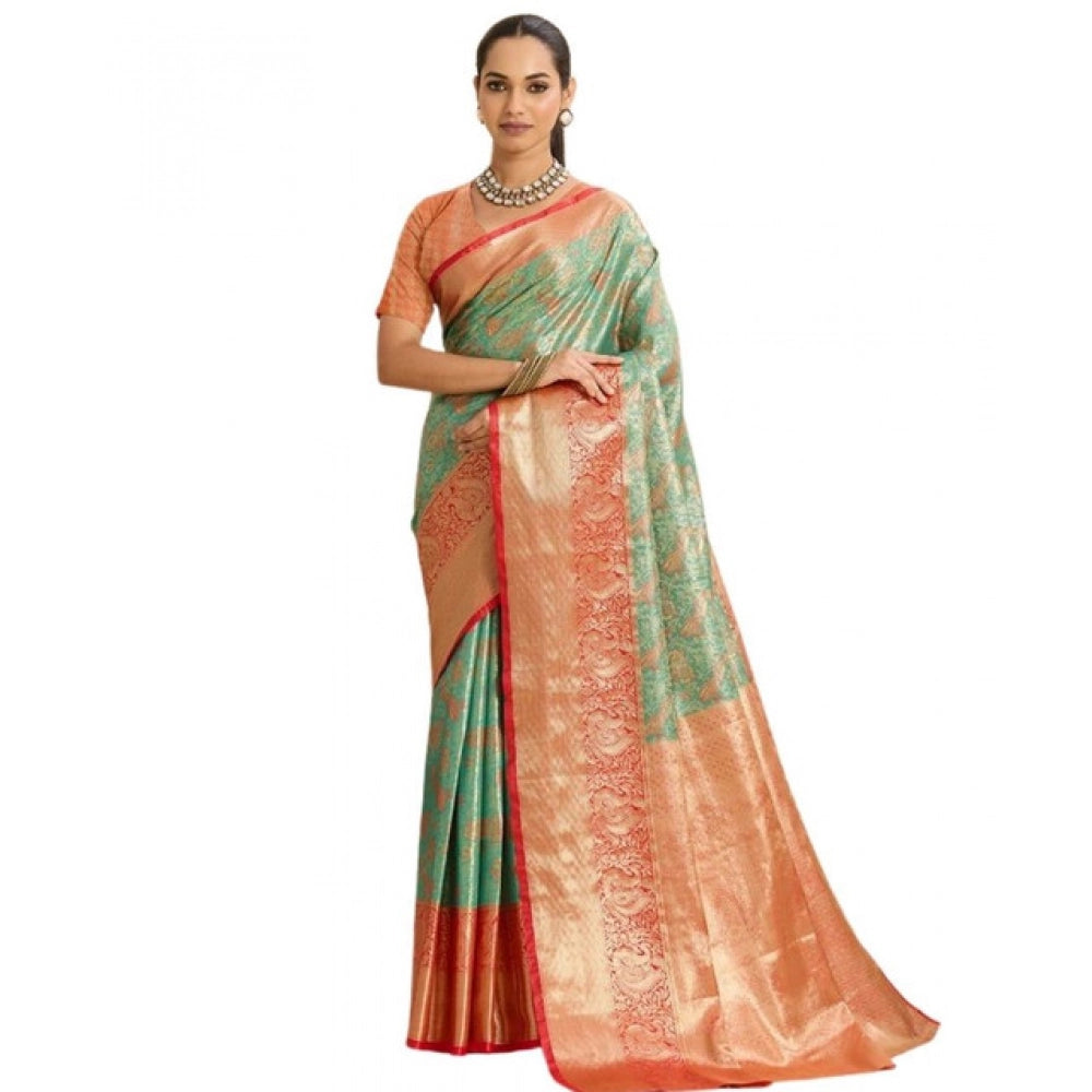 Glorious Women's Faux Banarasi Silk Woven Saree With Blouse Piece
