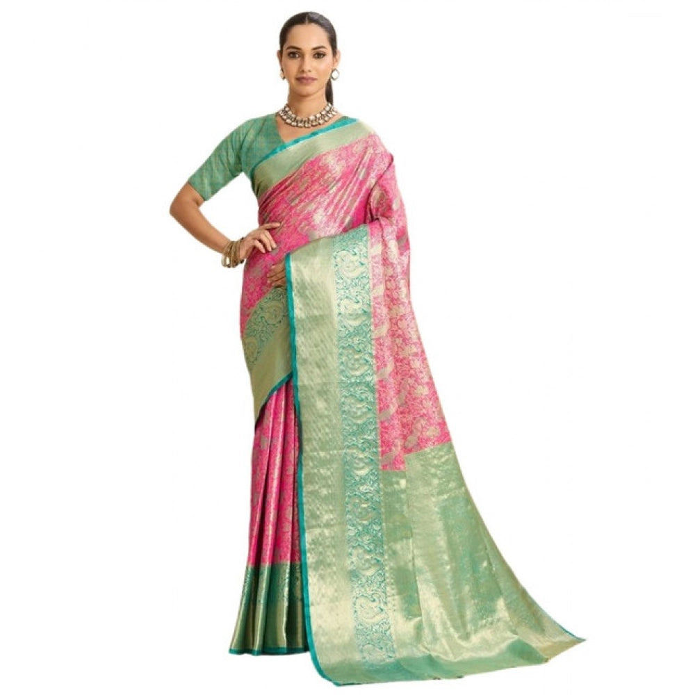Glorious Women's Faux Banarasi Silk Woven Saree With Blouse Piece