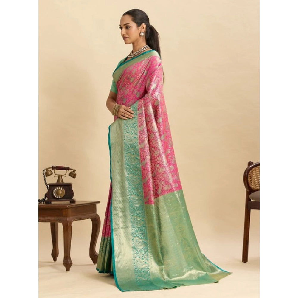 Glorious Women's Faux Banarasi Silk Woven Saree With Blouse Piece
