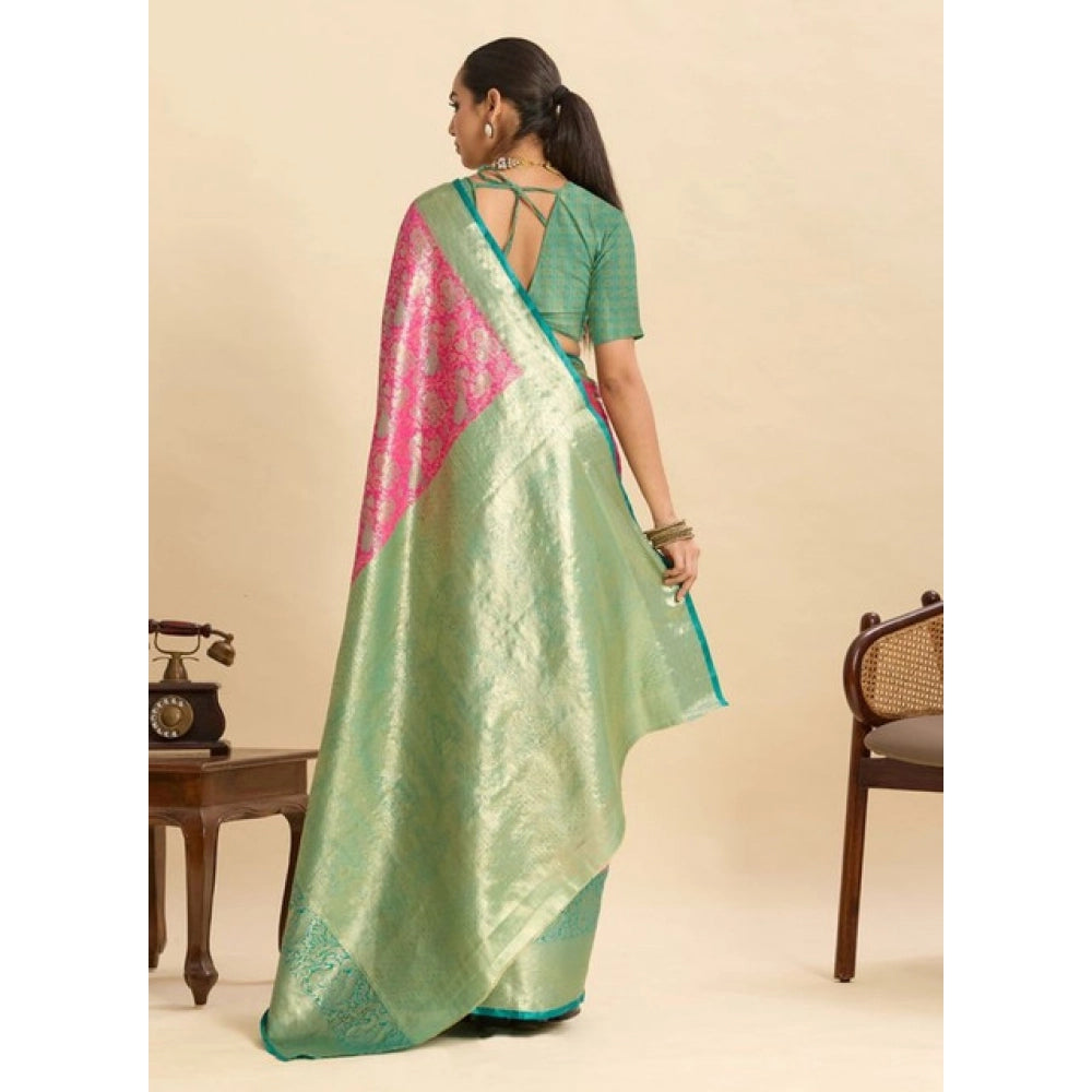 Glorious Women's Faux Banarasi Silk Woven Saree With Blouse Piece