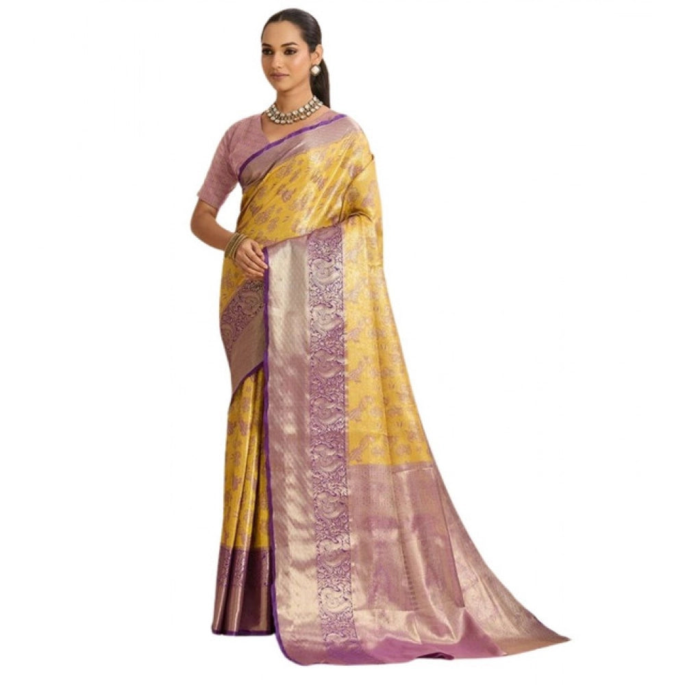 Glorious Women's Faux Banarasi Silk Woven Saree With Blouse Piece