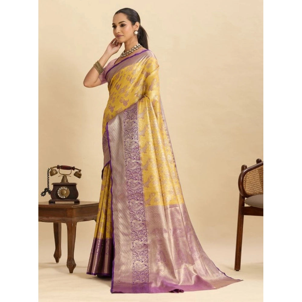 Glorious Women's Faux Banarasi Silk Woven Saree With Blouse Piece