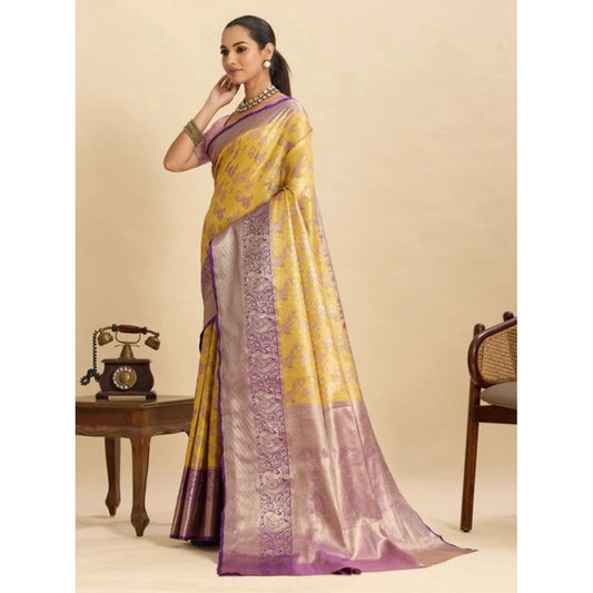Glorious Women's Faux Banarasi Silk Woven Saree With Blouse Piece