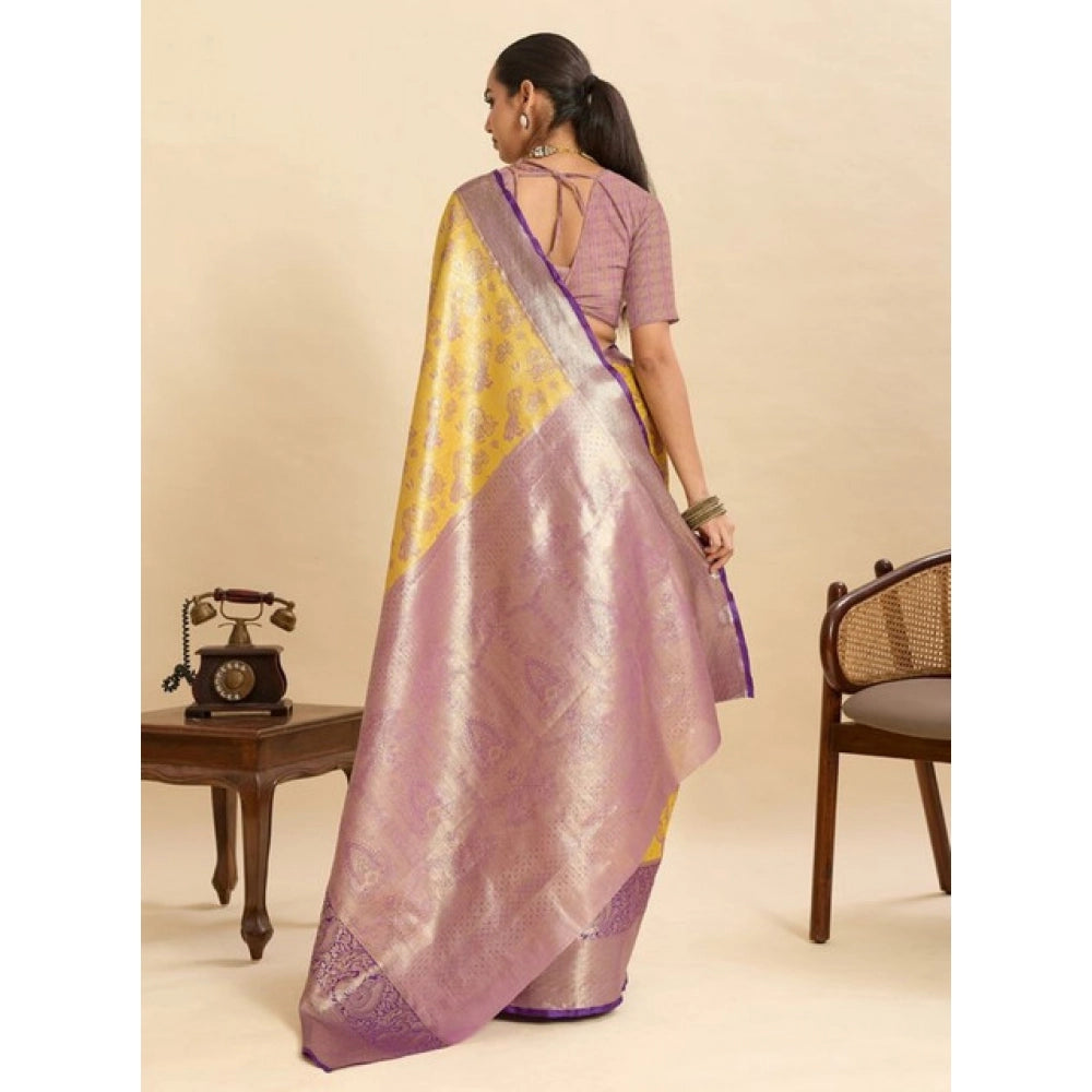 Glorious Women's Faux Banarasi Silk Woven Saree With Blouse Piece