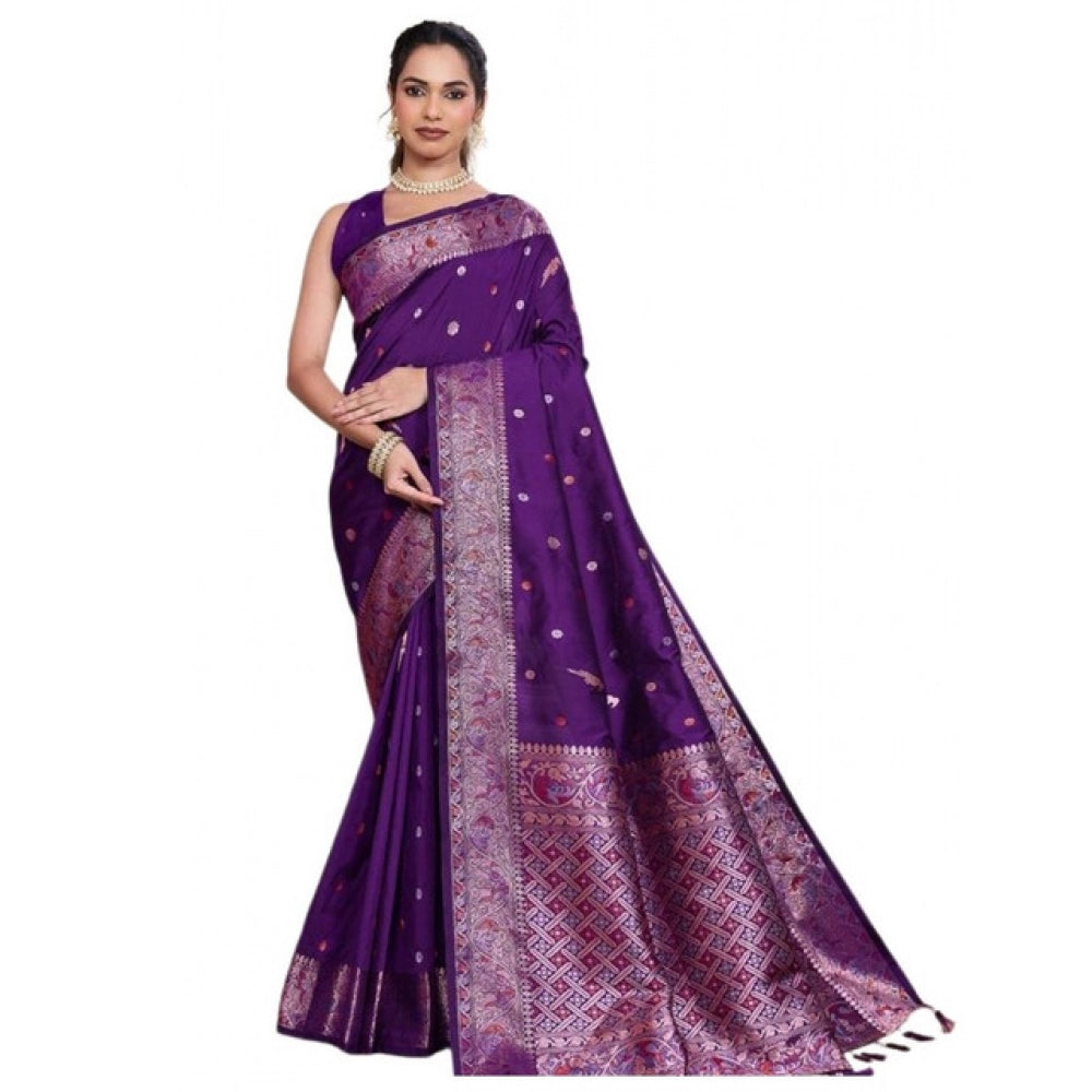 Fabulous Women's Jacquard Woven Saree With Blouse Piece