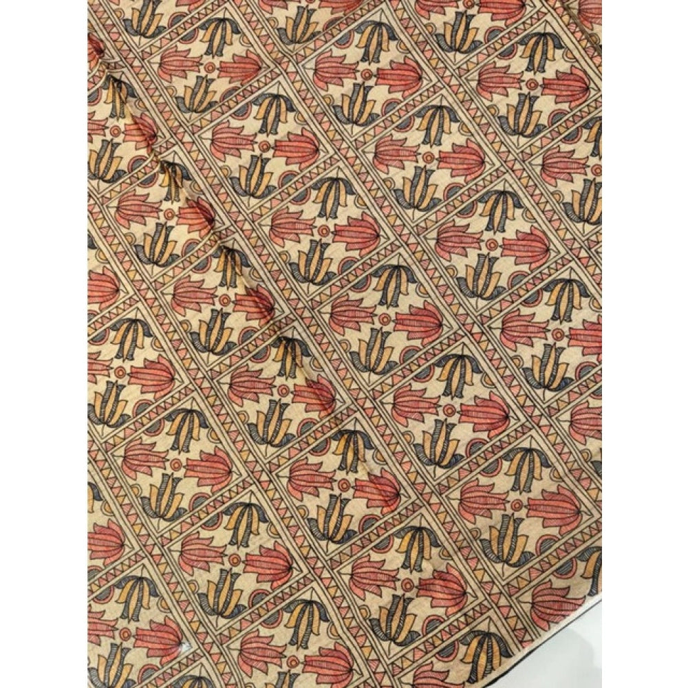 Superb Women's Tussar Silk Madhubani Saree With Blouse Piece