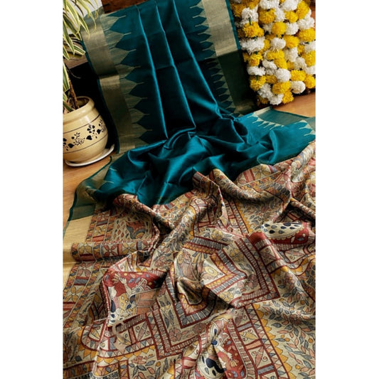 Superb Women's Tussar Silk Madhubani Saree With Blouse Piece