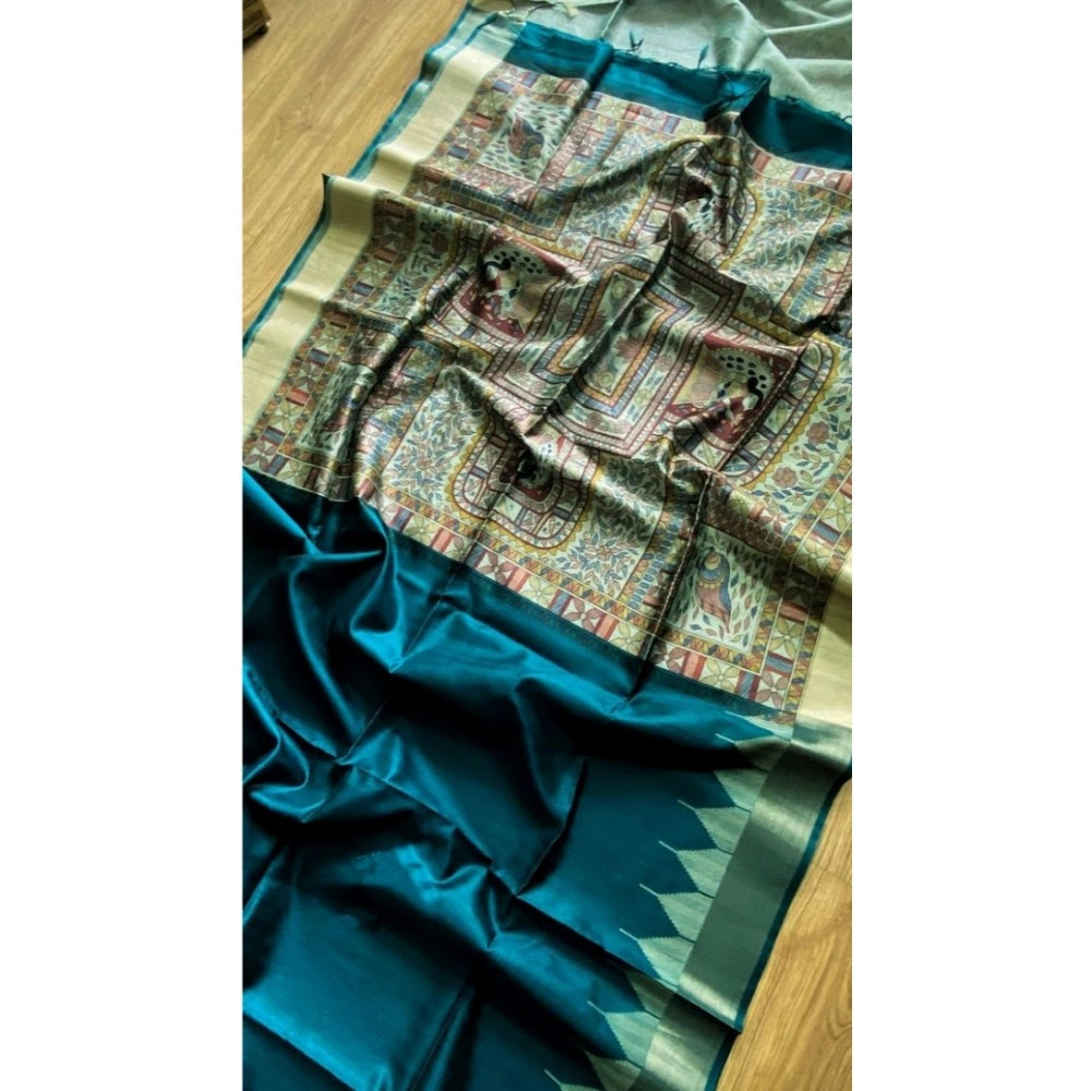 Superb Women's Tussar Silk Madhubani Saree With Blouse Piece